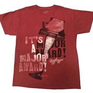 Men's A CHRISTMAS STORY Leg Lamp "It's A Major Award" Red Christmas T-shirt.